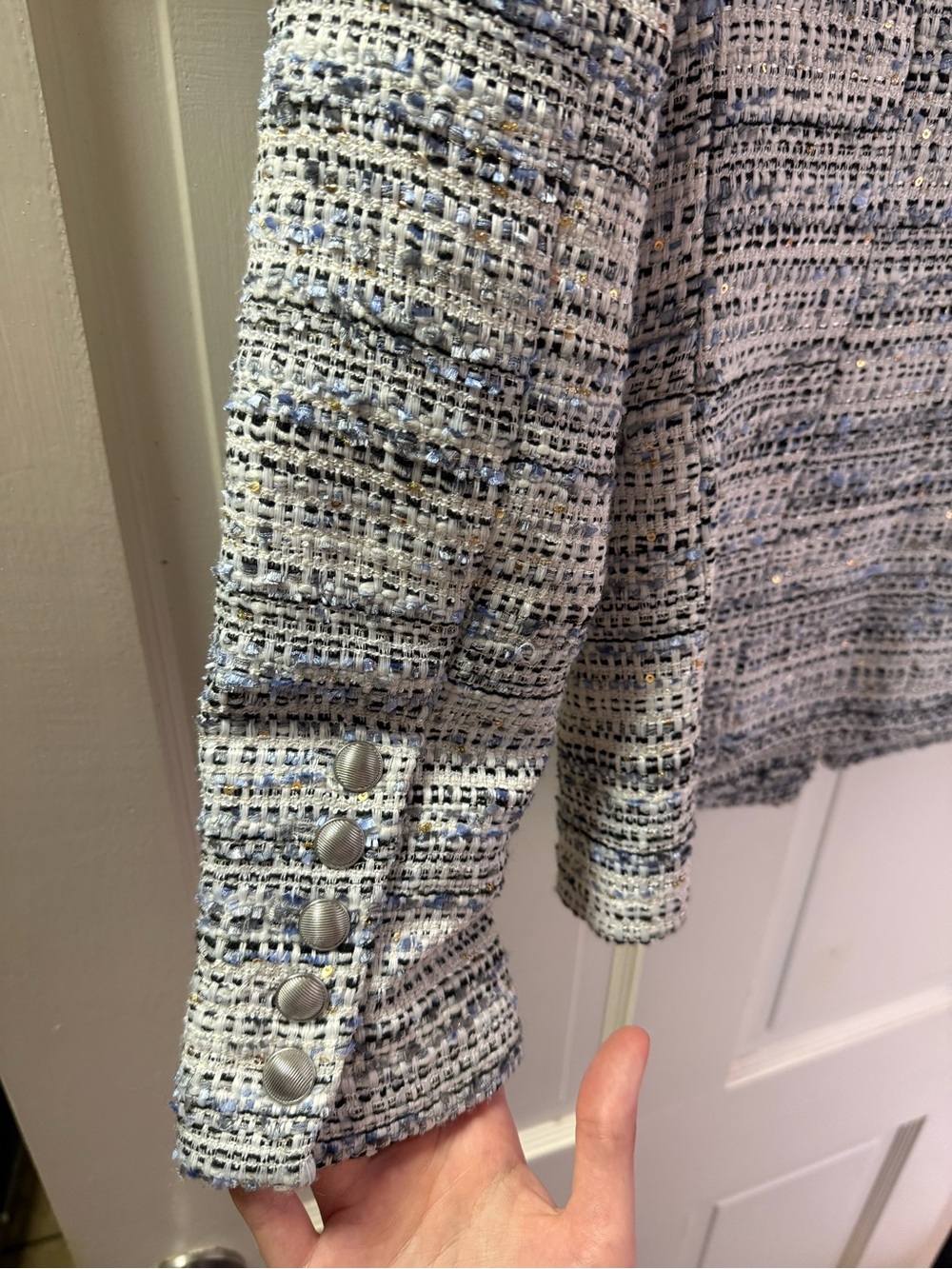 L’agence Kenzie Double Breasted Tweed Blue Blazer - 4 - Picture 8 of 8